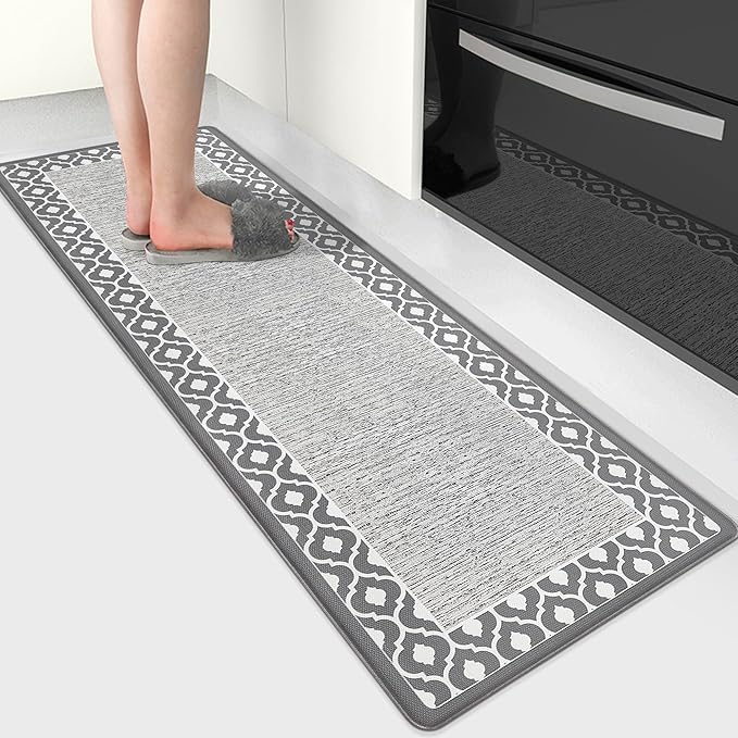Anti Fatigue Kitchen Rug Kitchen Floor Mats Cushioned Anti Fatigue Memory Foam Kitchen Rugs Padded Kitchen Floor Mat Non Slip Washable Kitchen Mats for Floor Laundry Office Sink 17.3"x47.2" Grey