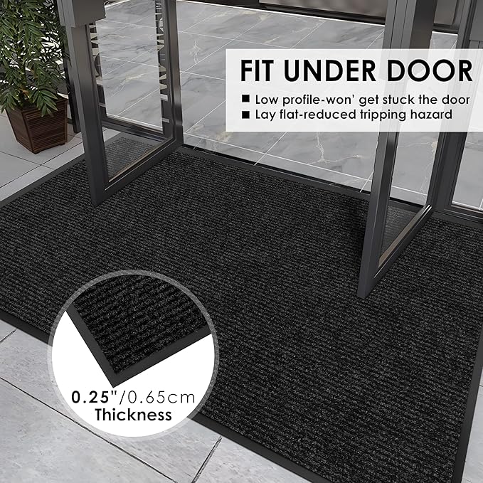 4′ x 33′ Front Door Mat Indoor Outdoor Entrance, Commercial Floor Mat Heavy Duty Dirt Trapper Entryway Doormat, Custom Size Non Slip Rubber Backing Welcome mat, Door Mat for High Traffic Area