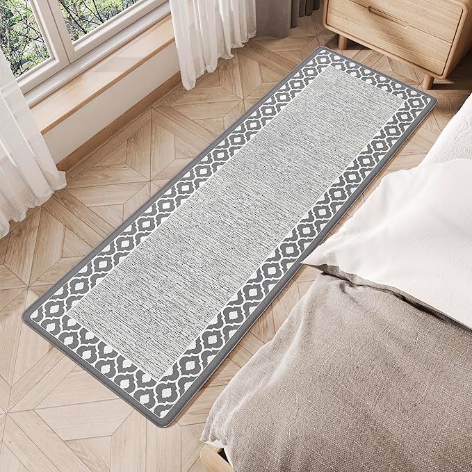 Anti Fatigue Kitchen Rug Kitchen Floor Mats Cushioned Anti Fatigue Memory Foam Kitchen Rugs Padded Kitchen Floor Mat Non Slip Washable Kitchen Mats for Floor Laundry Office Sink 17.3"x47.2" Grey