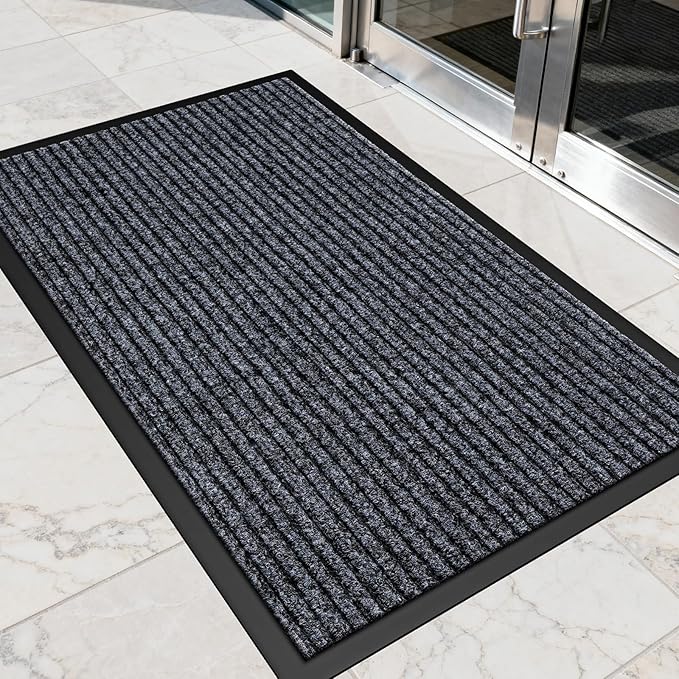 Non-Slip Waterproof Rubber Door Mat, 2' x 3' Commercial Floor Mat for High Traffic Areas, Easy Clean Low Profile, for Entrance, Indoor/Outdoor, Office, Patio, Garage