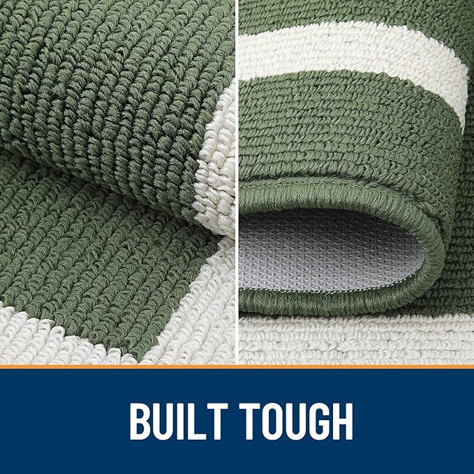 OLANLY Indoor Door Mat, 30x17, Non-Slip Absorbent Resist Dirt Entrance Mat, Washable Low-Profile Inside Entry Doormats for Entryway, Green