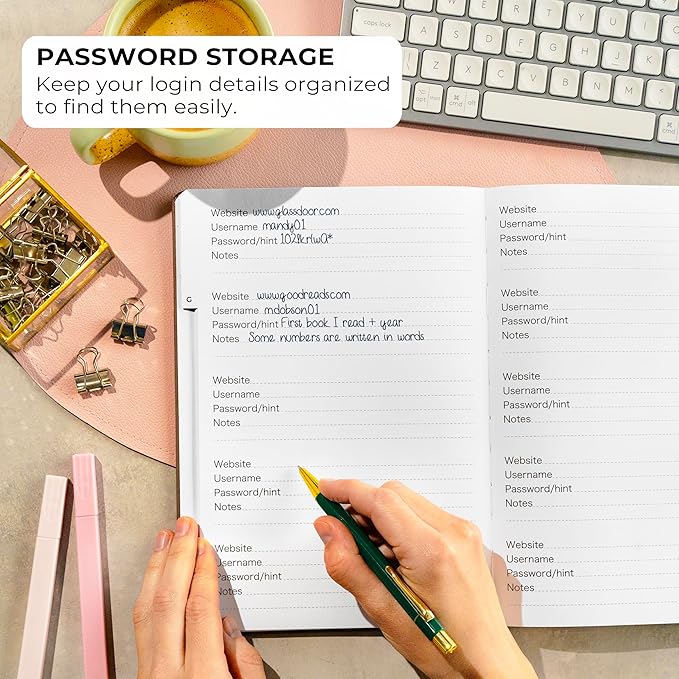 Clever Fox Password Book with alphabetical tabs. Internet Address Organizer Logbook. Large Password Keeper for Website Logins (Brown)