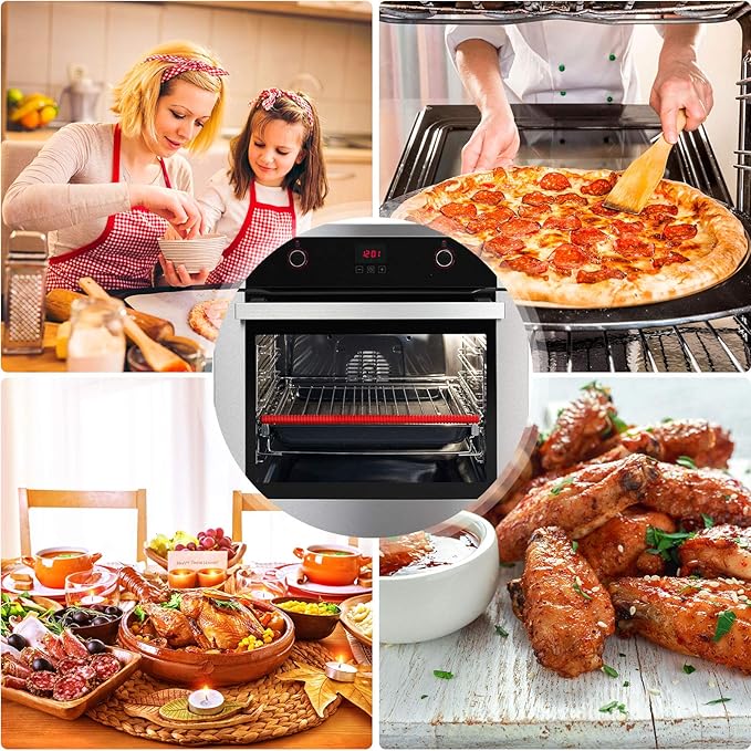 Boao 8 Pack Oven Guards for Racks 14 Inches Heat Resistant Silicone Rack Protectors Shields Edge Cover, Prevents Burns and Scars, Easy to Fit, Kitchen Safety Gadgets & Accessories (Red)