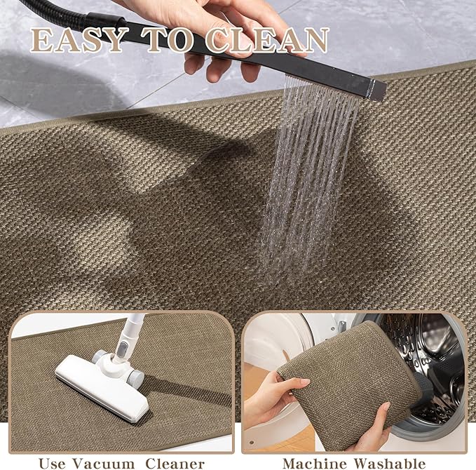 chakme Bathroom Rugs Mat U-Shaped 24x17, Ultra ThinNon Slip Bath Mat Small Quick Dry Absorbent Bath Matfor Bathroom Floor, (Dark Beige, U-24"x17")