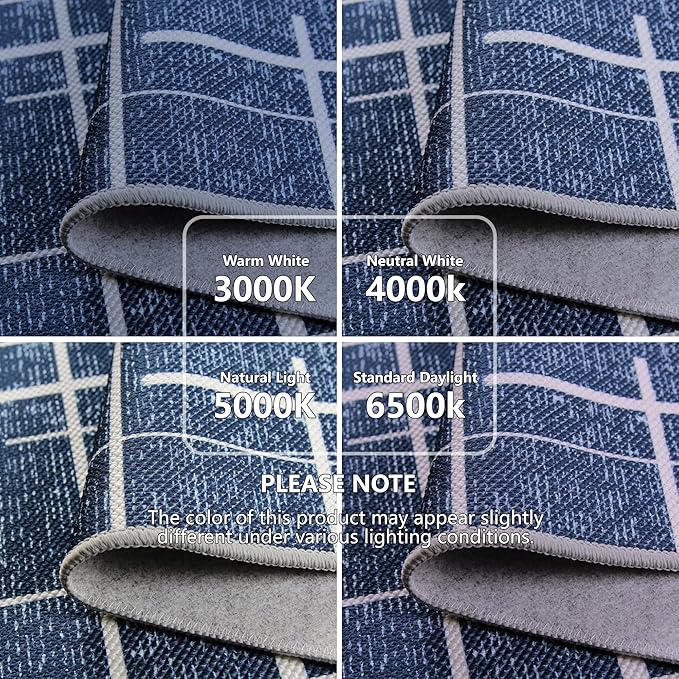 Non Slip Hallway Runner Rug 2x10, Blue Modern Distressed Stripe, Washable Long Rug, Woven Thin Low Pile Carpet Runners for Hallway 10ft Entryway, Kitchen, Walkway- Blue