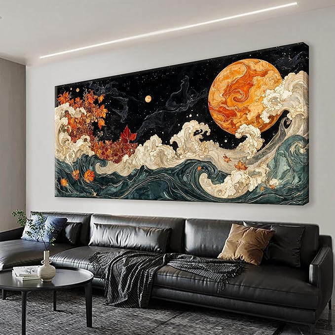 Suconvng Modern Boho Abstract Wall Artwork Canvas Art Wall Decor Pictures Painting Colorful Abstract Aesthetic Wall Decor For Living Room Bedroom Dining Room Home Office Artwork 24" × 48"