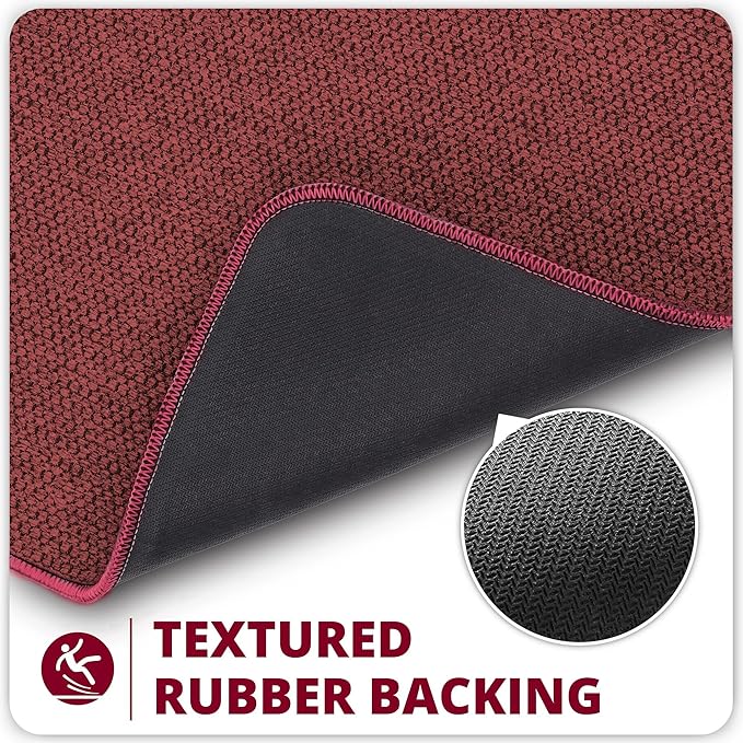 Christmas Bath Mat,Ultra Thin Bathroom Runner Rugs,Large Bath Mats for Bathroom,Quick Dry,Non-Slip,Machine Washable,Low Pile,Bath Rug,Shower Outside,Sink,Home Decor Accessories.Red,（17x59inch）