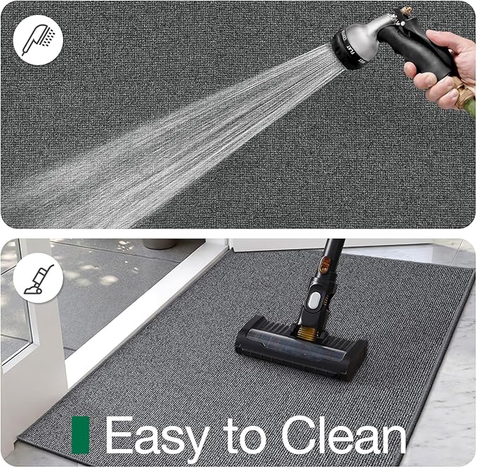 LUMI Indoor Door Mat 32"x48", Ultra Thin Low Profile Non-Slip Doormat for Home Entrance, Absorbent & Stain-Resistant Welcome Mats, Washable Entryway Mat for Front Door, Patio, Porch, Grey