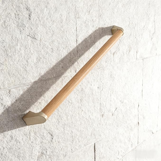 6 FT Modern Aluminum Handrail Set - ADA Compliant Indoor & Outdoor Stair Railing. 1.4" Diameter Grab Bar. Wall-Mounted with 90°Wall Return End. Ideal for Safe Grip，Rust Free(Cherry Wood Grain, 6 FT)