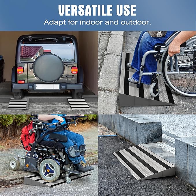 3" Rise Modular Threshold Ramp for Doorways, Stable Wheelchair Ramp for Home Steps, Aluminum Door Ramp and Curb Ramp for Scooters, Power Chairs, Cars, 1100LBS Load Capacity