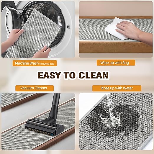 Chenille Stair Treads Non Slip 15pcs Stair Runner for Wooden Steps Rubber Backing Stairs Carpet Treads Indoor Staircase Covers Mat with Rubber Backing for Pets and Kids 8"X30" Grey