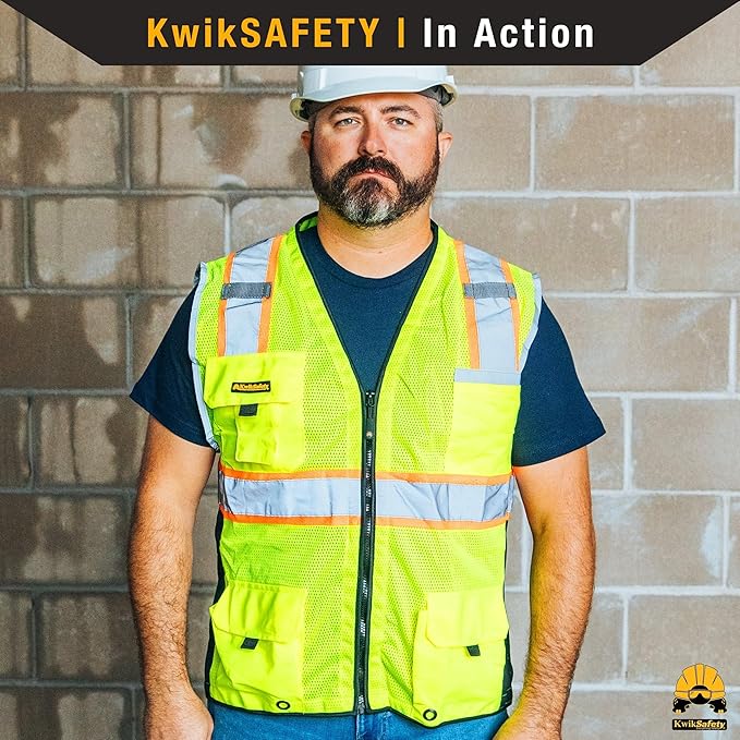 KwikSafety - Charlotte, NC - BIG KAHUNA Safety Vest [2 PACK] Class 2 ANSI OSHA Reflective Vest Durable High Visibility Vest Construction Safety Vest for Men Industrial Work Gear/Orange 3XL
