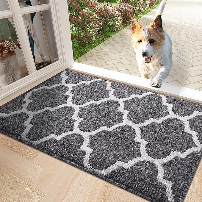 OLANLY Indoor Door Mat, 30x17, Non-Slip Absorbent Resist Dirt Entrance Mat, Washable Low-Profile Inside Floor Doormats for Entryway, Black