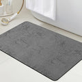 ACCUMTEK Ultra Thin Bath Mat, Upgrade Backing Non Slip Thin Bath Mats Fit Under Door, Quick Dry Ultra Absorbent Bathroom Rugs, Machine Washable Bath Rugs for Bathroom, Charcoal Gray/Checkered/24 x17