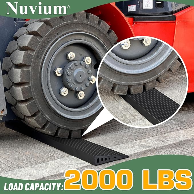 0.8" Rise Threshold Ramps for Doorways, 2000 Lbs Load Capacity, 35.5" Wide Natural Rubber Power Wheelchair Ramp is Adjustable and Cuttable for Doorways, Curb, Sweeper, Power Scooters, Bathroom