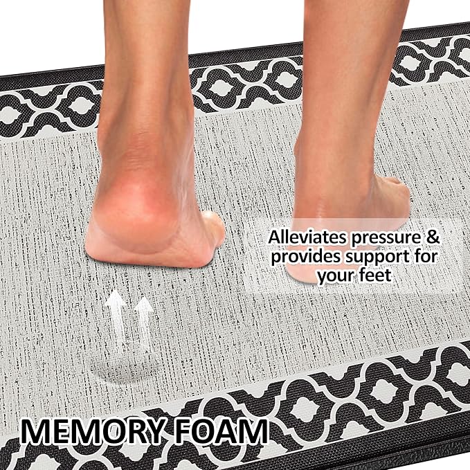 Anti Fatigue Kitchen Rug Kitchen Floor Mats Cushioned Anti Fatigue Memory Foam Kitchen Rugs Padded Kitchen Floor Mat Non Slip Washable Kitchen Mats for Floor Laundry Office Sink 17.3 x 47.2inch