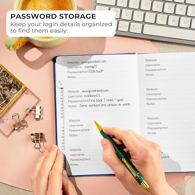 Clever Fox Password Book with alphabetical tabs. Internet Address Organizer Logbook. Medium Password Keeper for Website Logins (Royal Blue)