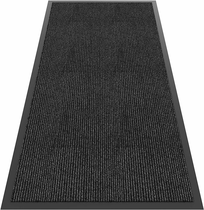 Front Door Mat, 4'x8' Indoor Outdoor Door Mat, Commercial Industrial Entrance Doormat, Heavy Duty Welcome Mat, Rubber Backing Non Slip Doormat for Entryway, Grey