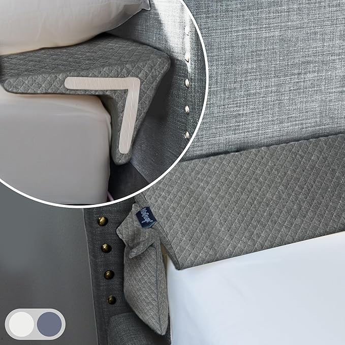 Bed Wedge Pillow for Headboard Gap Up to 7", Triangle Gap Filler for Bed, Mattress Wedge Gap Filler, Headboard Space Filler, Corner Pillow, Grey Double 54"