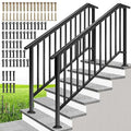 VIVOHOME 2-Pack 6 Step Galvanized Steel Hand Rails for Outdoor Steps – Black Oval and Safety Balusters Exterior Railing for Porch, Deck, or Indoor Stairs, Complete Installation Kit