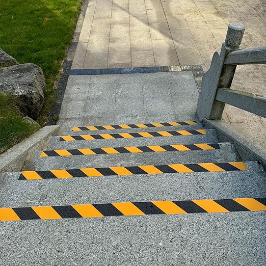 Anti Slip Safety Grip Tape 4 Inch x 60 Ft, Non Skid Tread for Stairs, Steps, Floors, Caution Dangerous Zones, Indoor and Outdoor Use (Yellow and Black)