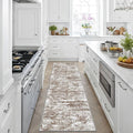 Rug Runners 2x8 Ultra Non-Slip Washable Kitchen Rug Abstract Tear and Stain Resistance No Pile Hand-Woven Style Lightweight Runners for Hallways, Entryway, Laundry Room, Bedside, Brown