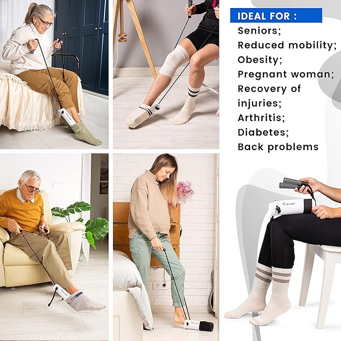 Sock Aid SOKELP-Sock Aids for Putting On Socks-Effortlessly-Sock Helpers for Seniors with Ergonomic Handles-Sock Assistant Device No Bending-Hip Kit-Disability Aids for Elderly