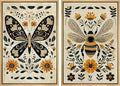 MUDECOR Framed Canvas Print Wall Art Set Butterfly Animals Botanical Bee llustrations Modern Art Decorative Bohemian Calm/Zen for Living Room, Bedroom, Office - 24"x36"x2 Natural