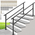 VIVOHOME 2-Pack 6 Step Hand Rails for Outdoor Steps, Galvanized Steel Railing, Black Oval Exterior Hand Railing for Porch, Deck, or Indoor Stairs, Railing Kit
