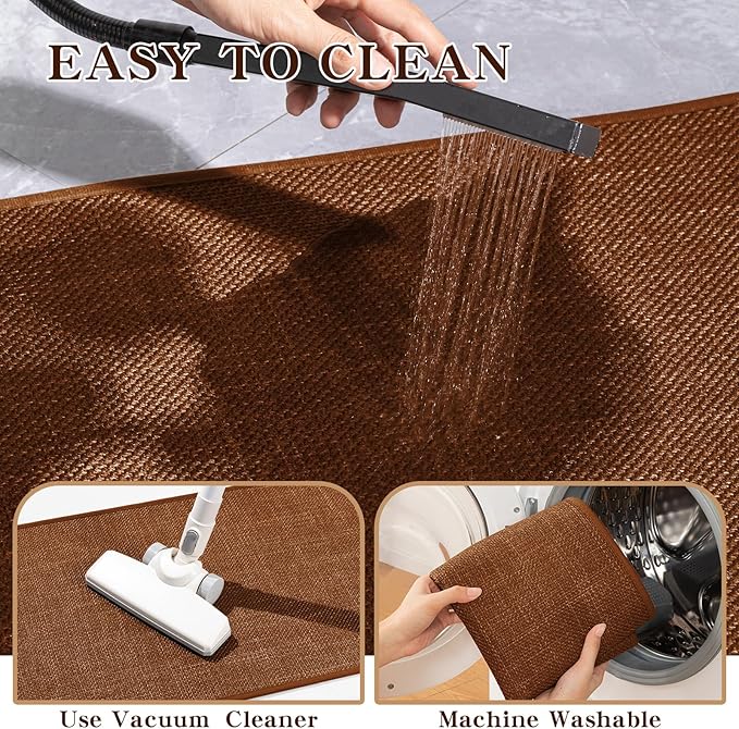 chakme Bathroom Rugs Mat 32x17, Ultra Thin Non Slip Bath Mat Quick Dry Absorbent Bath Mat for Bathroom, (Rust, 32"x17")