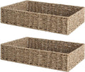StorageWorks Large Seagrass Tray for Bathroom, Seagrass Storage Baskets for Shelves, Handwoven Natural Wicker Baskets for Organizing, 2-Pack