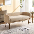 Bedroom Bench with Low Back,Inside Metal Frame (Beige)