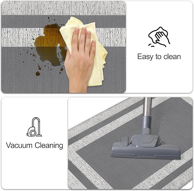 Kitchen Floor Mats Cushioned Anti Fatigue Kitchen Mat Farmhouse Kitchen Runner Rugs Non Slip Waterproof Ergonomic Comfort Standing Mat for Kitchen, Home, Office, Sink, Laundry 17.3"x70.8" Grey
