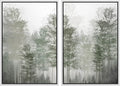 MUDECOR Framed Canvas Print Wall Art Pastel Watercolor Misty Fog Forest Tree Wilderness Nature Illustrations Modern Art Decorative Calm/Relax Multicolor Rustic Minimal for Bedroom - 16"x24"x2 White