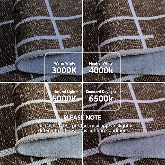 Non Slip Hallway Runner Rug 2x10, Brown Modern Distressed Stripe, Washable Long Rug, Woven Thin Low Pile Carpet Runners for Hallway 10ft Entryway, Kitchen, Walkway- Brown