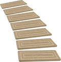 PURE ERA Bullnose Carpet Stair Treads Set Tape Free Non-Slip Indoor Stair Protectors Pet Friendly Rugs 9.5" x 30"(2 Pieces,Khaki Rectangular)