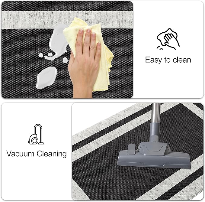 Anti Fatigue Kitchen Mat Long Kitchen Mats for Floor Non Slip Waterproof Kitchen Rug Kitchen Runner Kitchen Floor Mats Cushioned Anti Fatigue for Kitchen Sink Office Laundry 17.3" x 70.8" Black