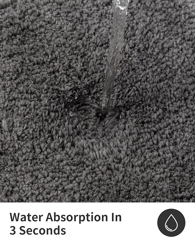 ILANGO Dark Gray Bathroom Rugs 60" × 24" Non Slip & Super Absorbent Thick Soft, Washable Bath Carpet Runner for Floor, Microfiber Plush Shaggy Bath Mats with Rubber for Bedroom Bathtub Shower Room