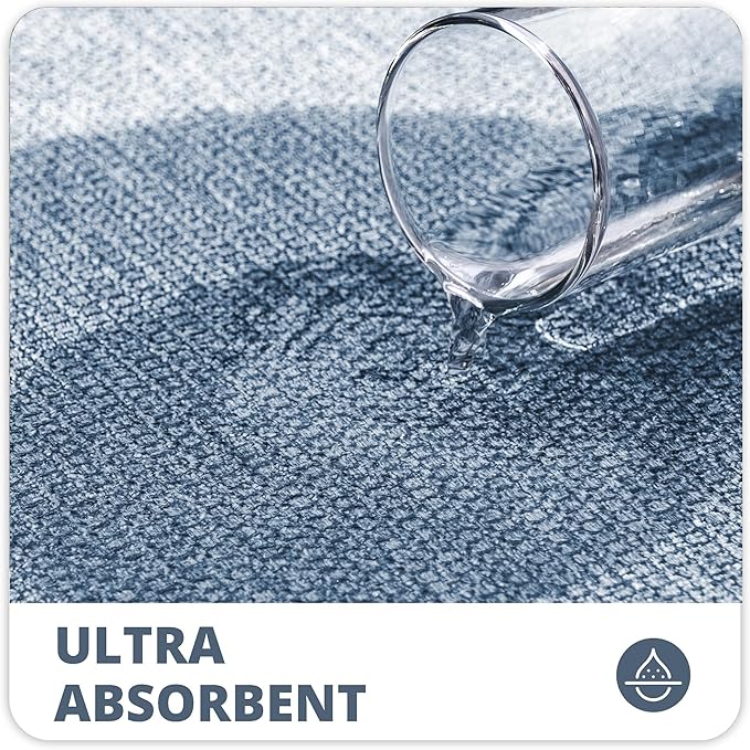 Bathroom Rugs Set 2 Pieces,Thin Bathroom Mats,Toilet Rugs,Quick Dry,Non-Slip,Machine Washable,Low Pile,Absorbent Bath Mats,Shower,Sink,Home Decor Accessories.Blue,1'5"x2'3"+1'8"x2" U Shape