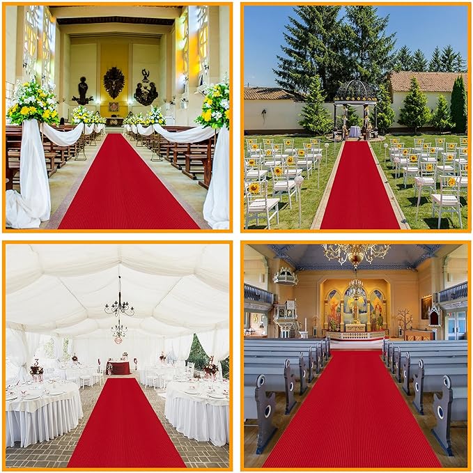 Ottomanson 2' x 40' Hallway Runner with Scraper Pile - Extra Durable Non-Slip Rug Mat for Indoor & Outdoor Use - Ideal for Kitchen, Entryway, Patio & Garage - High-Traffic Carpet, Red
