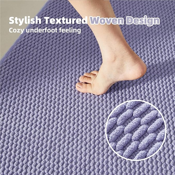 Bathroom Runner Rug, Long Bath Mat Washable Thin Quick Dry Low Pile Bathroom Runner Rugs 24 x 60 Non Slip, Lavender 24"x60"