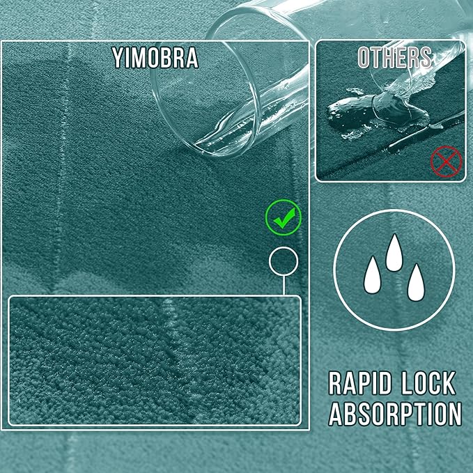 Yimobra Bathroom Runner Rugs 72"x24" Non Slip Washable Memory Foam Bath Mat, Super Soft Water Absorbent Hallway Carpet for Vanity Tub Shower, Teal