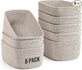 8 Pack Small Storage Baskets for Organizing, Woven Rope Bins for Bathroom, Closet, Shelf Organizer, Cute Cube Decorative Box for Towels, Baby Nursery, Toys, Gift Empty Baskets - 11.5"x7.5"x4.7"-Brown