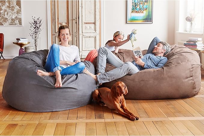 Lumaland Luxurious 3ft Bean Bag Chair with Microsuede Cover - Ultra Soft, Foam Filling, Washable Bean Bag Sofa for Adults, Teenagers, Kids, Pets - Sack Chair for Living Room, Bedroom - Navy Blue