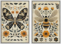 MUDECOR Framed Canvas Print Wall Art Set Butterfly Animals Botanical Bee llustrations Modern Art Decorative Bohemian Calm/Zen for Living Room, Bedroom, Office - 24"x36"x2 White