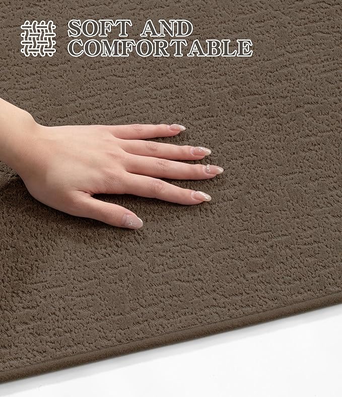 chakme Bathroom Rugs Mat 24x17, Ultra Thin Non Slip Bath Mat Small Quick Dry Absorbent Bath Mat for Bathroom Floor, (Coffee, 24"x17")