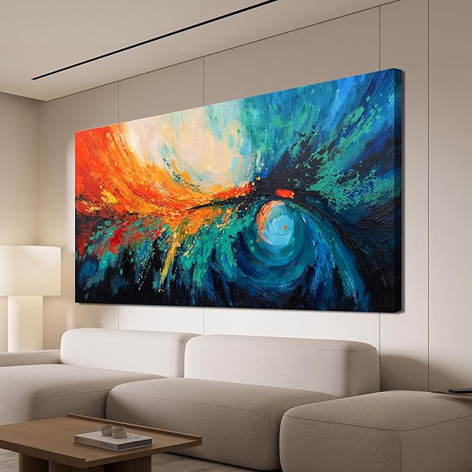 Canvas Wall Art Decor Wall Art Pictures For Living Room Blue Green Wall Art Decor Canvas Abstract Art Work Colorful Abstract Wall Art Paintings Prints For Bedroom Office Kitchen Wall Decor 20" x 40"