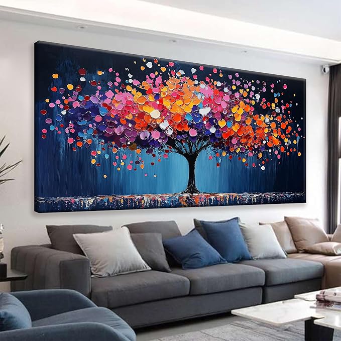 Suconvng Canvas Art Wall Decor Abstract Tree Wall Art For Living Room Modern Abstract Wall Decor Prints Pictures Colorful Tree Of Life Wall Art Picture For Bedroom Hotel Home Artwork 24 X 48 Inch