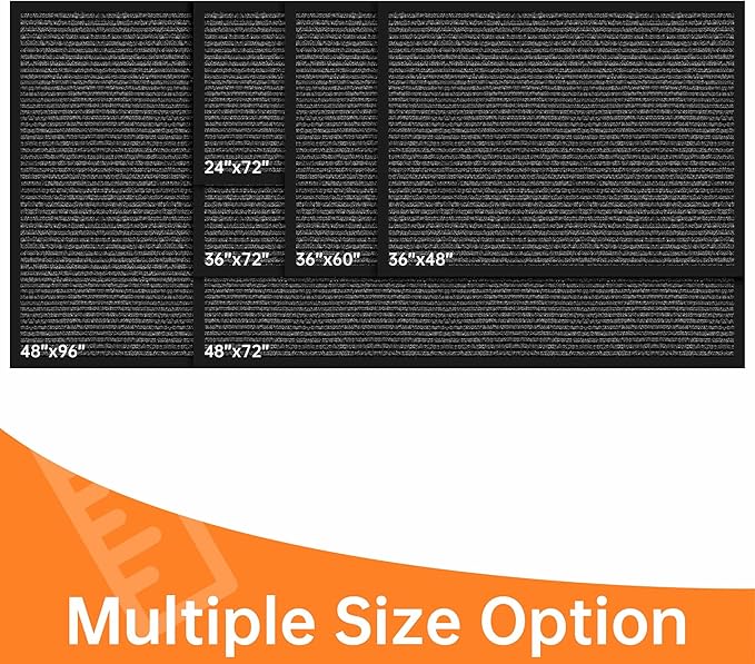 Indoor Outdoor Door Mat, 5’ x 4' Doormat for Entryway, Rubber Backing Non Slip Front Door Mat Outside Entrance, Super Absorbent Commercial Floor Mat for Home Office, Grey