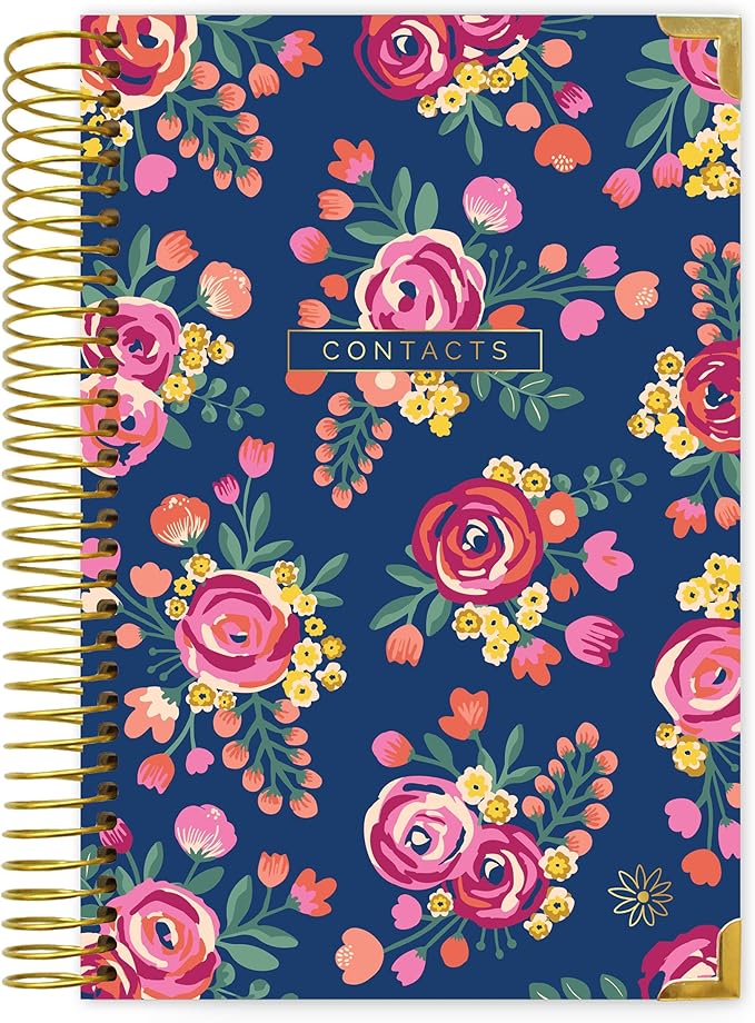 bloom daily planners New Address Book with Alphabetical Tabs - Hardcover Phone Book Organizer for Telephone Numbers, Passwords, Birthdays & Anniversaries (6” x 8.25”) - Vintage Floral